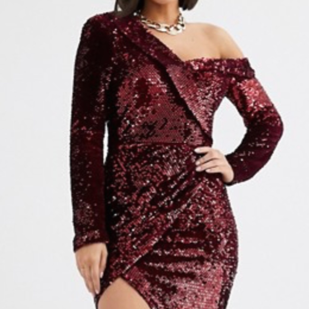 Full Sequin Wrap Dress